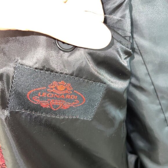 Leonardi Mens Jacket Size Large Red Floral Woven Two Button Pockets Party - Picture 4 of 10